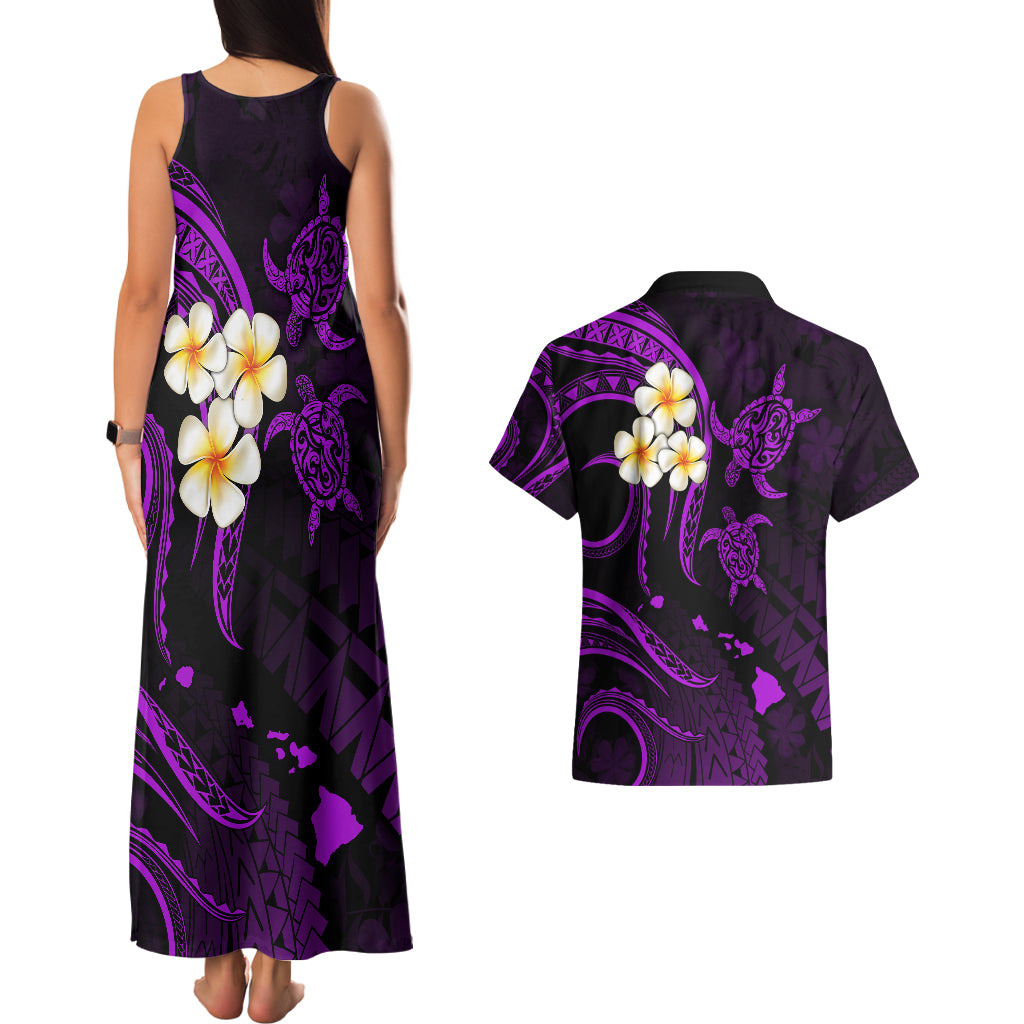 Polynesian Hawaii Couples Matching Tank Maxi Dress And Hawaiian Shirt Lanai Islands with Pacific Plumeria Purple Vibe LT9 - Polynesian Pride