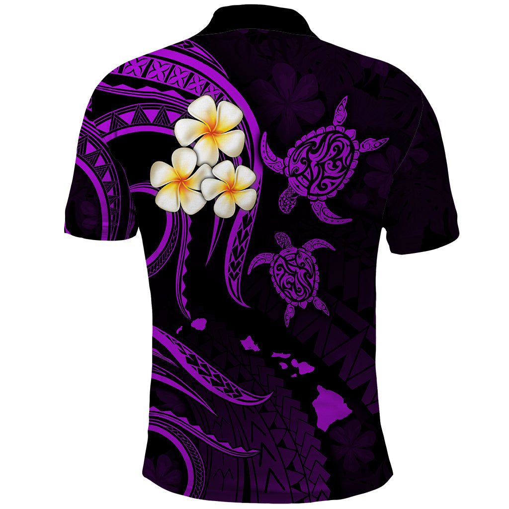 Polynesian Hawaii Polo Shirt Lanai Islands with Pacific Plumeria Purple Vibe LT9 - Polynesian Pride
