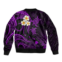 Polynesian Hawaii Sleeve Zip Bomber Jacket Lanai Islands with Pacific Plumeria Purple Vibe LT9 - Polynesian Pride