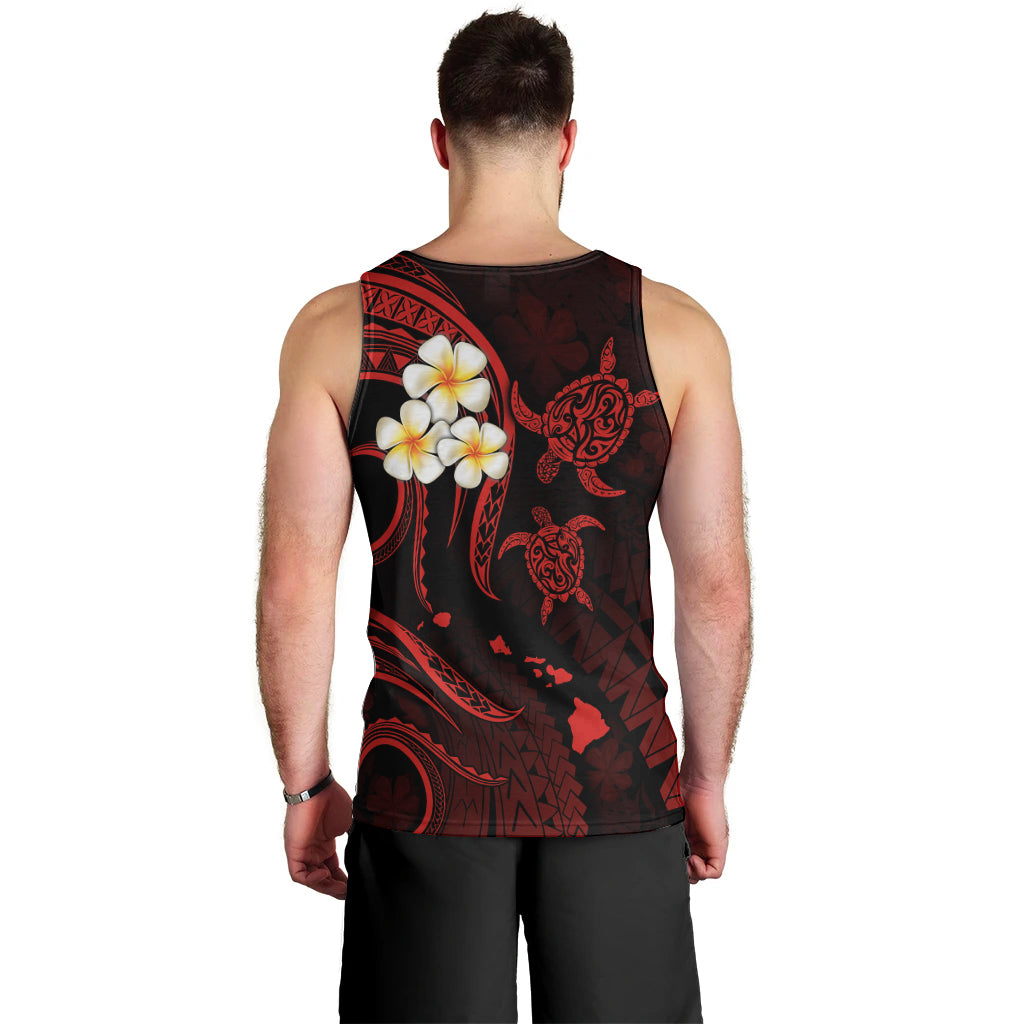 Polynesian Hawaii Men Tank Top Lanai Islands with Pacific Plumeria Red Vibe LT9 - Polynesian Pride