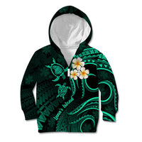 Polynesian Hawaii Kid Hoodie Lanai Islands with Pacific Plumeria Turquoise Vibe LT9 Zip Hoodie Turquoise - Polynesian Pride