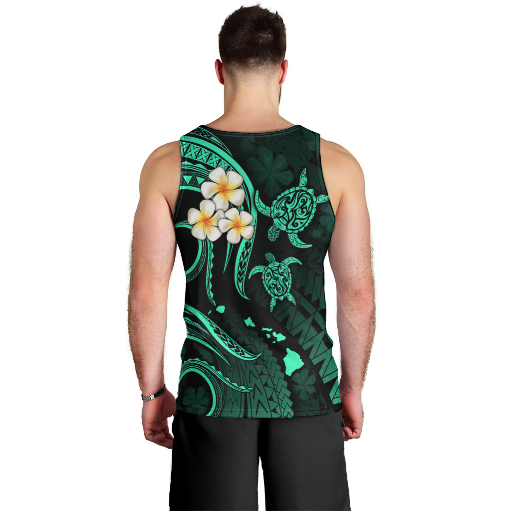Polynesian Hawaii Men Tank Top Lanai Islands with Pacific Plumeria Turquoise Vibe LT9 - Polynesian Pride