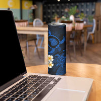 Hawaii Lanai Islands Pacific Plumeria Skinny Tumbler Blue Polynesian Tattoo LT9 - Polynesian Pride