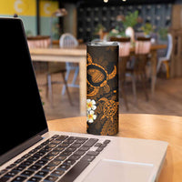 Hawaii Lanai Islands Pacific Plumeria Skinny Tumbler Gold Polynesian Tattoo LT9 - Polynesian Pride