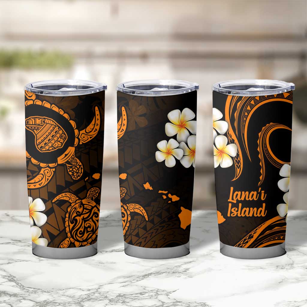 Hawaii Lanaʻi Islands Pacific Plumeria Tumbler Cup Gold Polynesian Tattoo