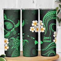 Hawaii Lanai Islands Pacific Plumeria Skinny Tumbler Green Polynesian Tattoo LT9 - Polynesian Pride
