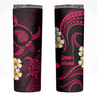 Hawaii Lanai Islands Pacific Plumeria Skinny Tumbler Pink Polynesian Tattoo LT9 Pink - Polynesian Pride