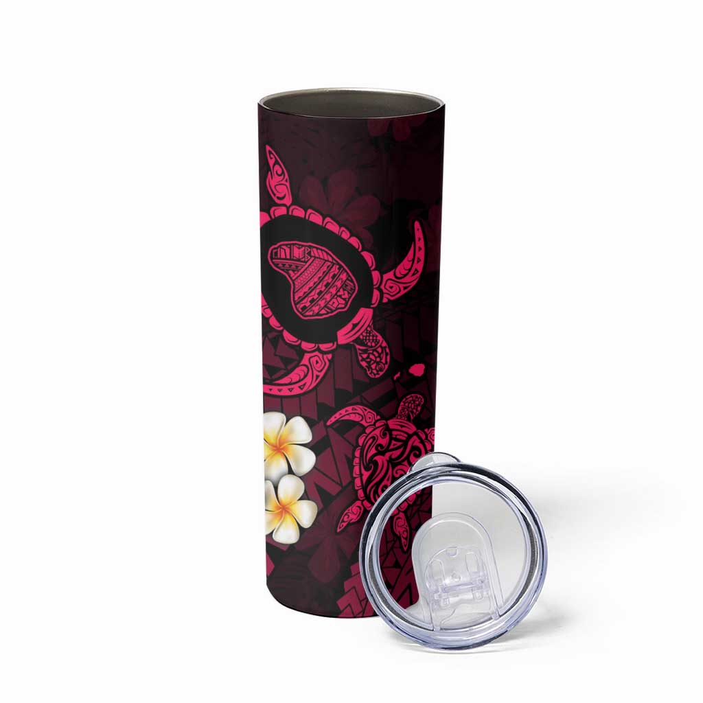 Hawaii Lanai Islands Pacific Plumeria Skinny Tumbler Pink Polynesian Tattoo LT9 - Polynesian Pride