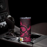 Hawaii Lanai Islands Pacific Plumeria Skinny Tumbler Pink Polynesian Tattoo LT9 - Polynesian Pride