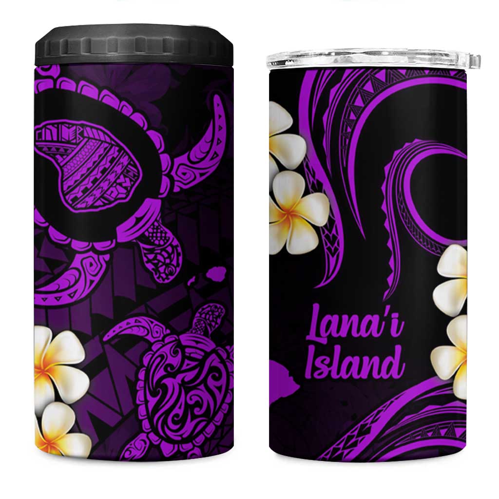 Hawaii Lanai Islands Pacific Plumeria 4 in 1 Can Cooler Tumbler Purple Polynesian Tattoo LT9 One Size: 16 oz Purple - Polynesian Pride