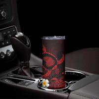 Hawaii Lanai Islands Pacific Plumeria Skinny Tumbler Red Polynesian Tattoo LT9 - Polynesian Pride
