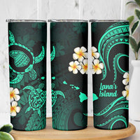 Hawaii Lanai Islands Pacific Plumeria Skinny Tumbler Turquoise Polynesian Tattoo LT9 - Polynesian Pride