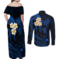 Hawaii Couples Off Shoulder Maxi Dress and Long Sleeve Button Shirts Kauai Islands Polynesian Sunset Plumeria LT9 - Polynesian Pride