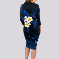 Hawaii Long Sleeve Bodycon Dress Kauai Islands Polynesian Sunset Plumeria LT9 - Polynesian Pride