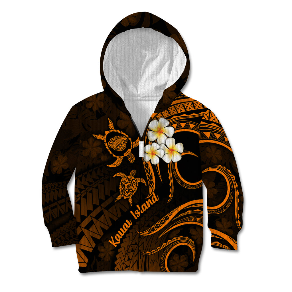 Hawaii Kid Hoodie Kauai Islands Polynesian Sunset Plumeria Gold Vibe LT9 - Polynesian Pride