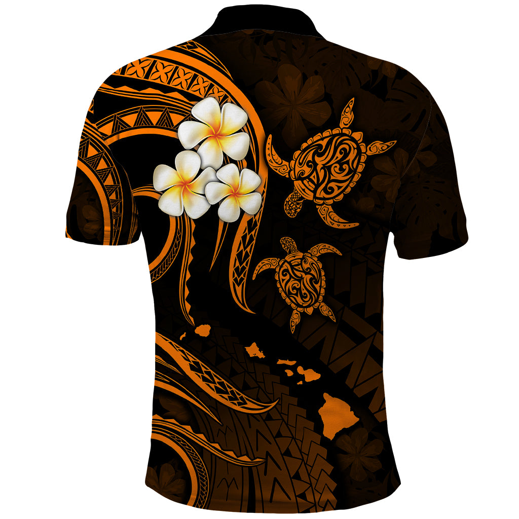 Hawaii Polo Shirt Kauai Islands Polynesian Sunset Plumeria Gold Vibe LT9 - Polynesian Pride