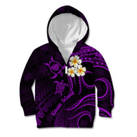 Polynesian Hawaii Kid Hoodie Kauai Islands with Pacific Plumeria Purple Vibe LT9 Zip Hoodie Purple - Polynesian Pride