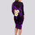 Polynesian Hawaii Long Sleeve Bodycon Dress Kauai Islands with Pacific Plumeria Purple Vibe LT9 - Polynesian Pride