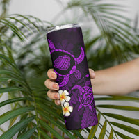 Hawaii Kauai Islands Pacific Plumeria Skinny Tumbler Purple Polynesian Tattoo LT9 - Polynesian Pride