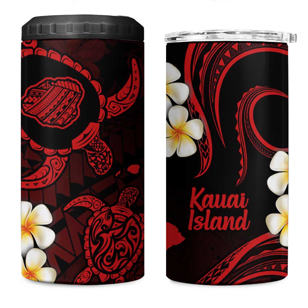 Hawaii Kauai Islands Pacific Plumeria 4 in 1 Can Cooler Tumbler Red Polynesian Tattoo LT9 One Size: 16 oz Red - Polynesian Pride