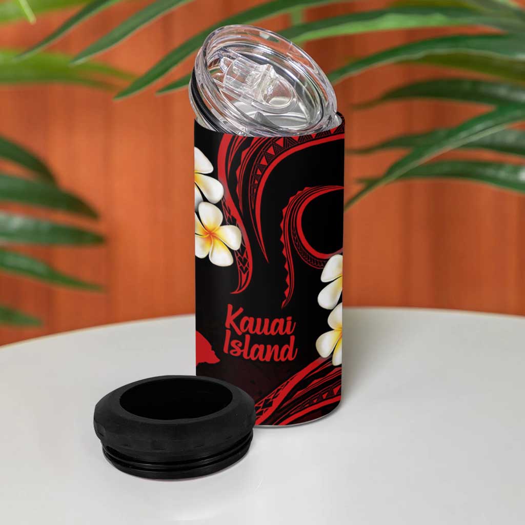 Hawaii Kauai Islands Pacific Plumeria 4 in 1 Can Cooler Tumbler Red Polynesian Tattoo LT9 - Polynesian Pride