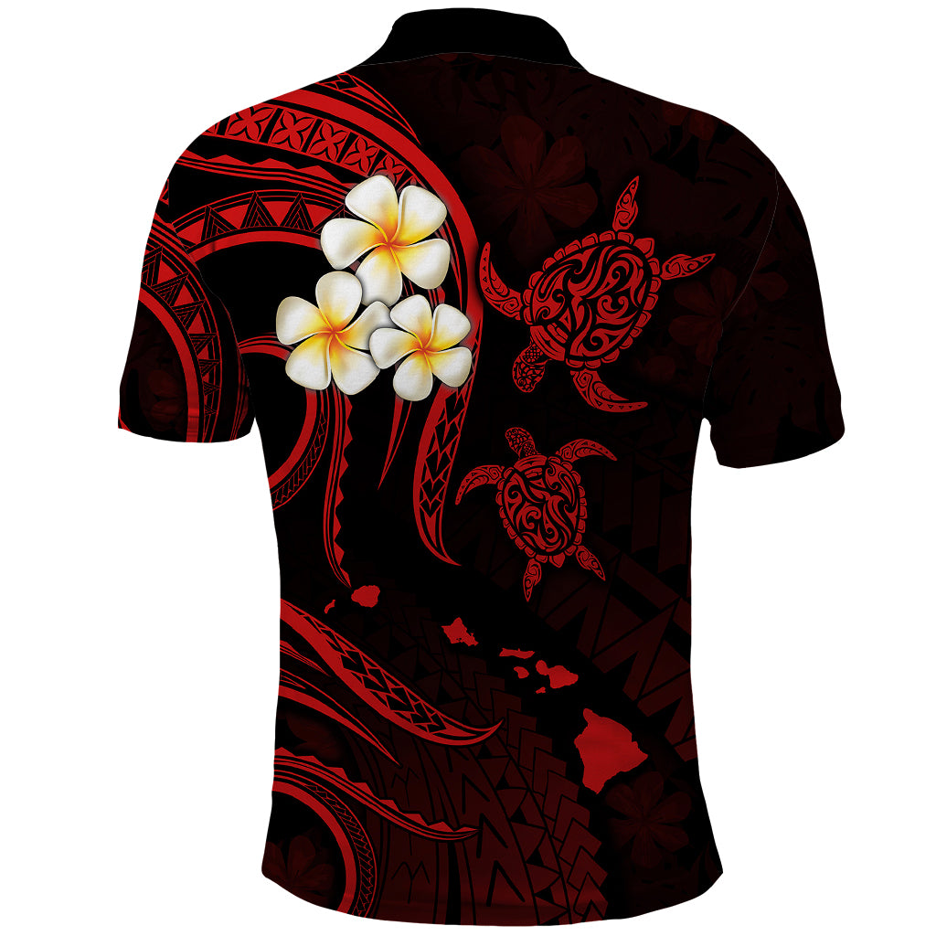 Polynesian Hawaii Polo Shirt Kauai Islands with Pacific Plumeria Red Vibe LT9 - Polynesian Pride