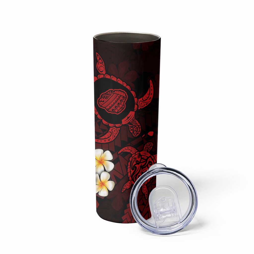 Hawaii Kauai Islands Pacific Plumeria Skinny Tumbler Red Polynesian Tattoo LT9 - Polynesian Pride
