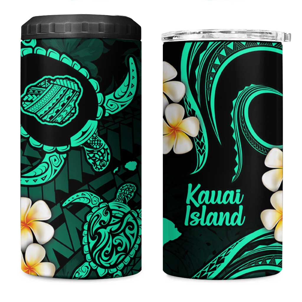 Hawaii Kauai Islands Pacific Plumeria 4 in 1 Can Cooler Tumbler Turquoise Polynesian Tattoo LT9 One Size: 16 oz Turquoise - Polynesian Pride