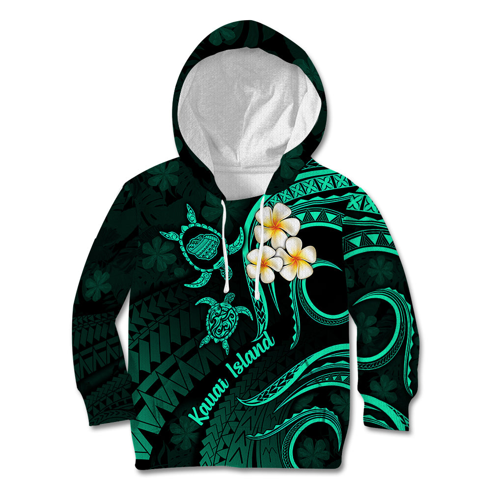 Polynesian Hawaii Kid Hoodie Kauai Islands with Pacific Plumeria Turquoise Vibe LT9 Hoodie Turquoise - Polynesian Pride