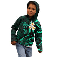 Polynesian Hawaii Kid Hoodie Kauai Islands with Pacific Plumeria Turquoise Vibe LT9 - Polynesian Pride