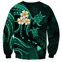 Polynesian Hawaii Sweatshirt Kauai Islands with Pacific Plumeria Turquoise Vibe LT9 - Polynesian Pride