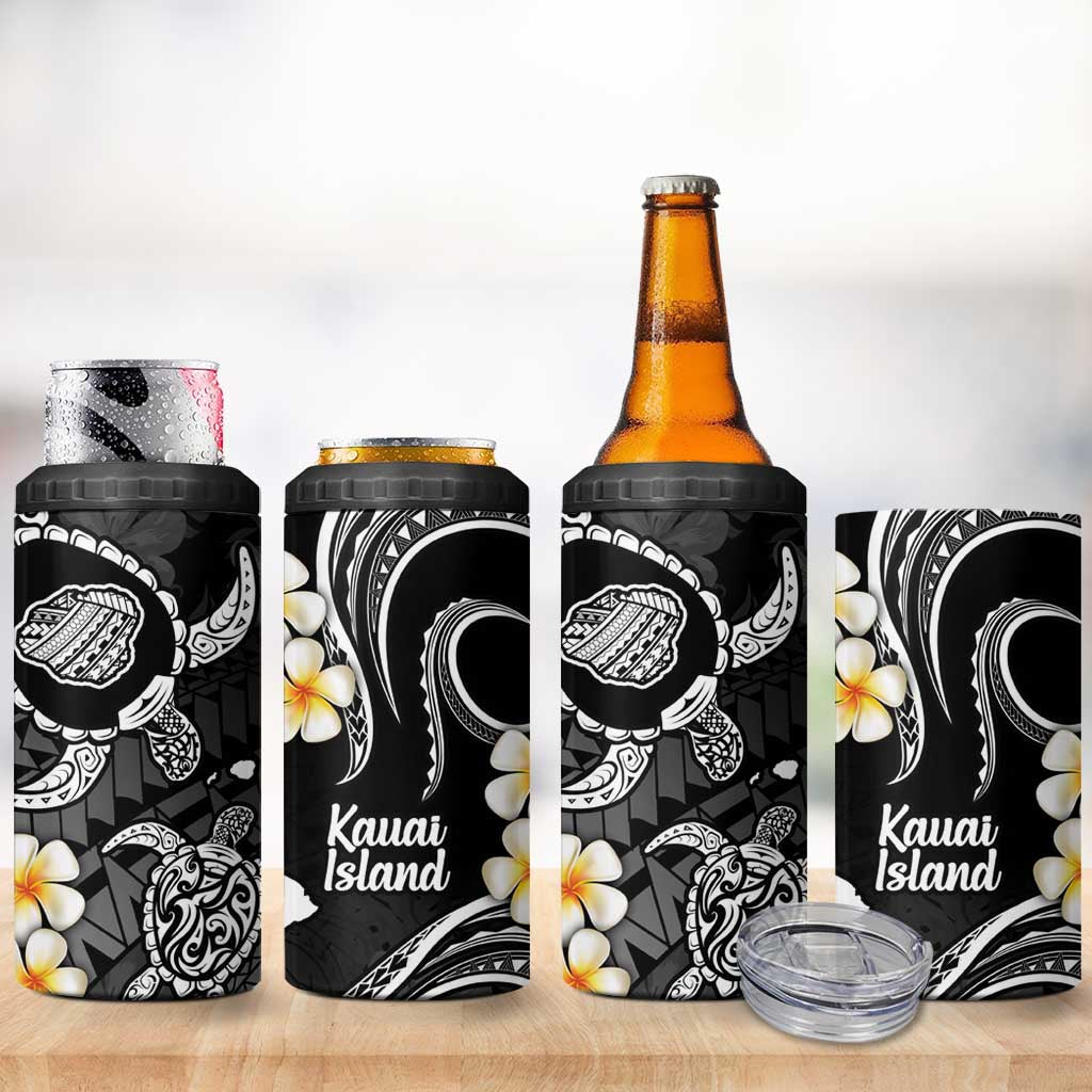 Hawaii Kauai Islands Pacific Plumeria 4 in 1 Can Cooler Tumbler White Polynesian Tattoo LT9 - Polynesian Pride