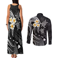 Polynesian Hawaii Couples Matching Tank Maxi Dress and Long Sleeve Button Shirts Kauai Islands with Pacific Plumeria White Vibe LT9 - Polynesian Pride