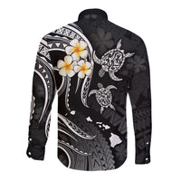 Polynesian Hawaii Long Sleeve Button Shirt Kauai Islands with Pacific Plumeria White Vibe LT9 - Polynesian Pride