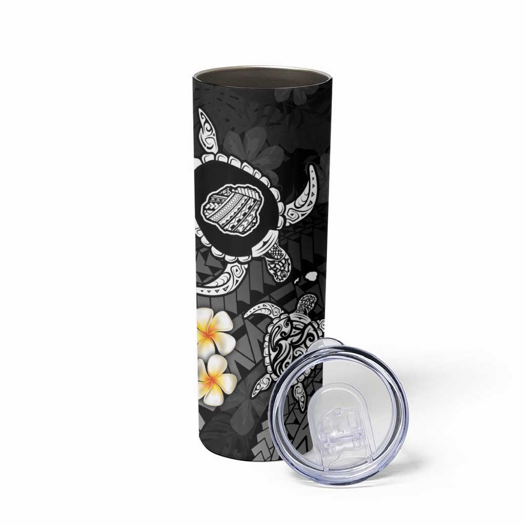 Hawaii Kauai Islands Pacific Plumeria Skinny Tumbler White Polynesian Tattoo LT9 - Polynesian Pride