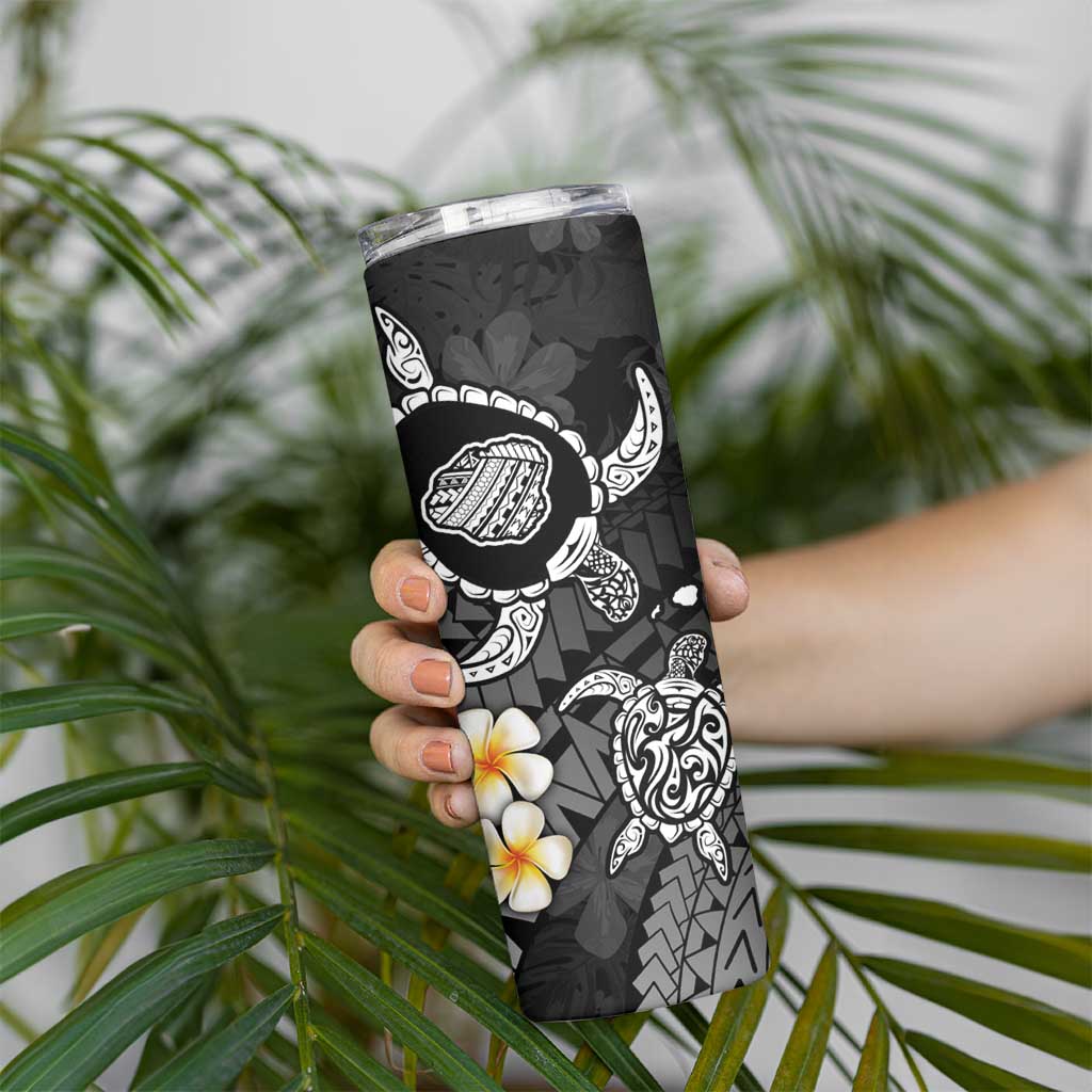 Hawaii Kauai Islands Pacific Plumeria Skinny Tumbler White Polynesian Tattoo LT9 - Polynesian Pride