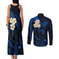 Hawaii Couples Matching Tank Maxi Dress and Long Sleeve Button Shirts Kahoolawe Islands Polynesian Sunset Plumeria LT9 - Polynesian Pride