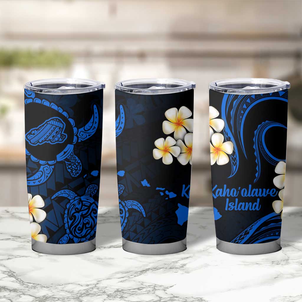 Hawaii Kahoolawe Islands Pacific Plumeria Tumbler Cup Blue Polynesian Tattoo