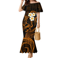 Hawaii Mermaid Dress Kahoolawe Islands Polynesian Sunset Plumeria Gold Vibe LT9 Women Gold - Polynesian Pride