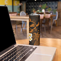 Hawaii Kahoolawe Islands Pacific Plumeria Skinny Tumbler Gold Polynesian Tattoo LT9 - Polynesian Pride