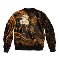 Hawaii Sleeve Zip Bomber Jacket Kahoolawe Islands Polynesian Sunset Plumeria Gold Vibe LT9 - Polynesian Pride