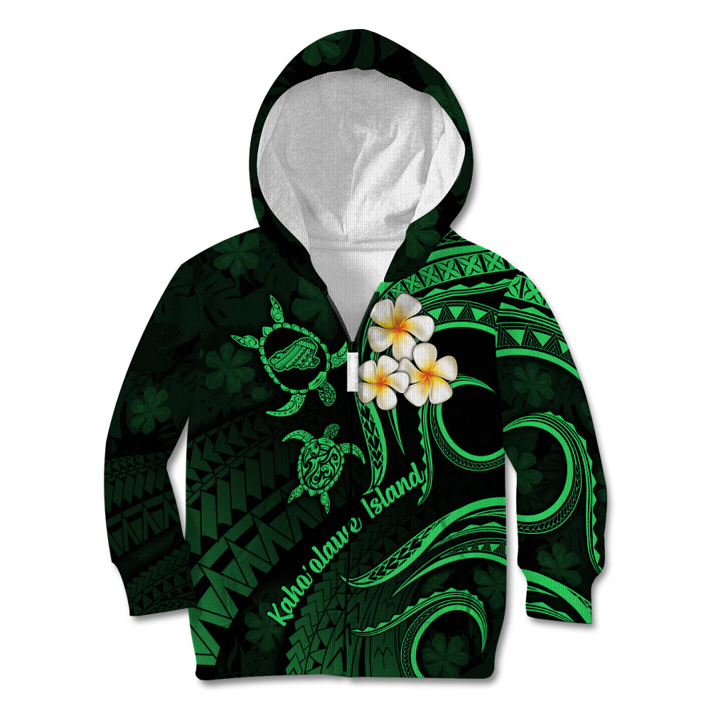 Hawaii Kid Hoodie Kahoolawe Islands Polynesian Sunset Plumeria Green Vibe LT9 - Polynesian Pride