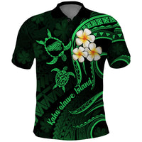 Hawaii Polo Shirt Kahoolawe Islands Polynesian Sunset Plumeria Green Vibe LT9 Green - Polynesian Pride