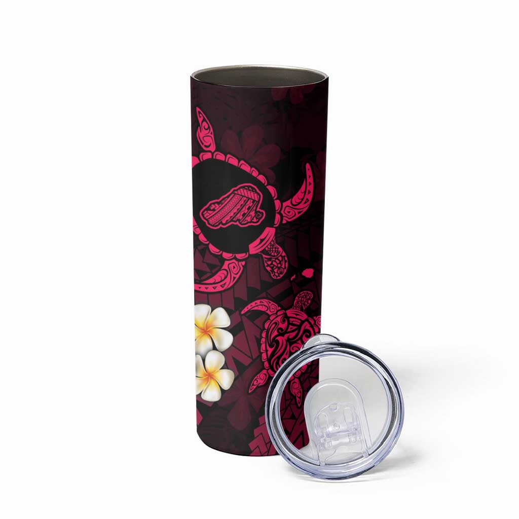 Hawaii Kahoolawe Islands Pacific Plumeria Skinny Tumbler Pink Polynesian Tattoo LT9 - Polynesian Pride