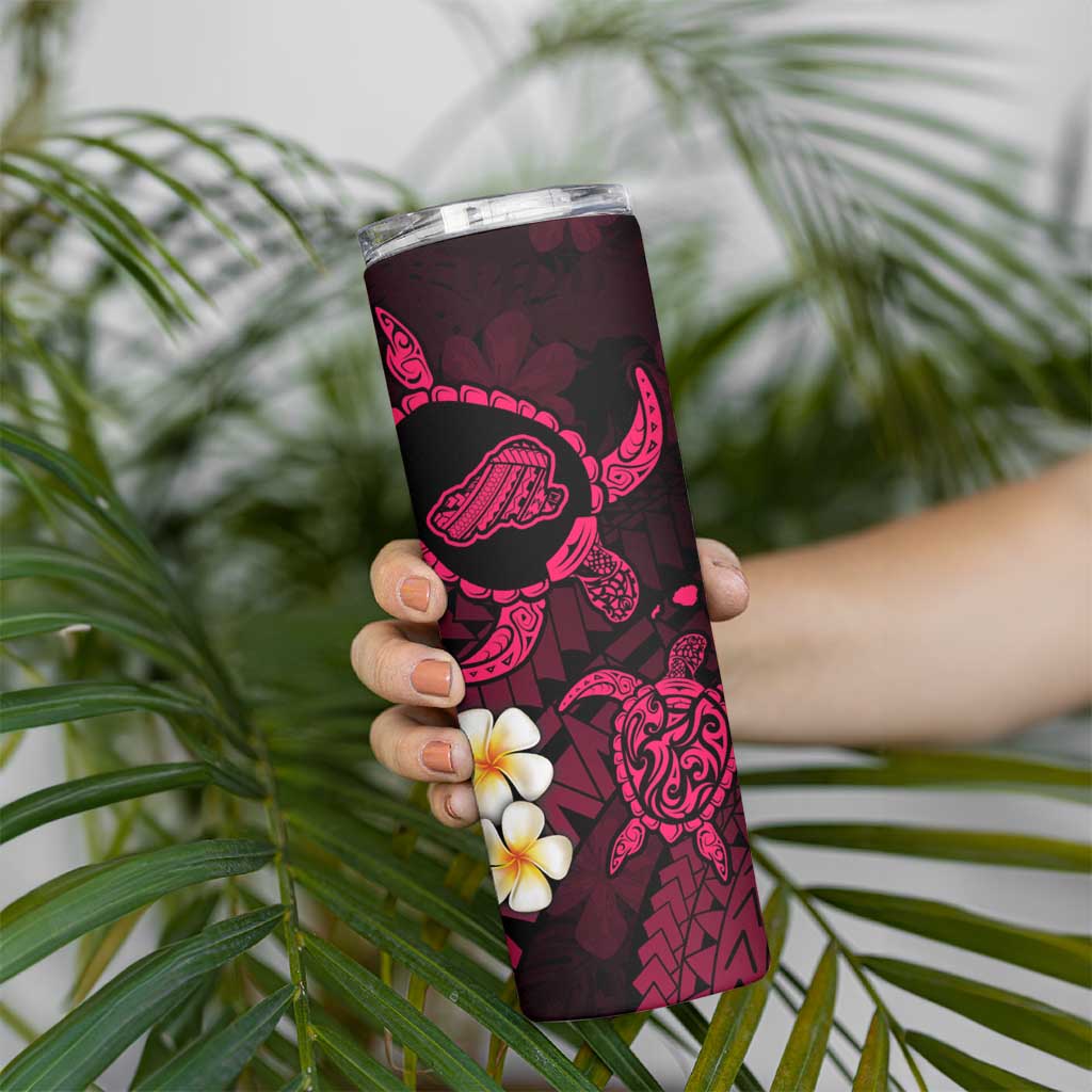 Hawaii Kahoolawe Islands Pacific Plumeria Skinny Tumbler Pink Polynesian Tattoo LT9 - Polynesian Pride