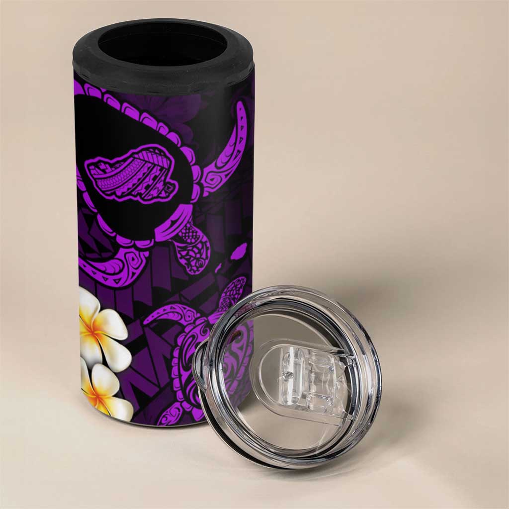 Hawaii Kahoolawe Islands Pacific Plumeria 4 in 1 Can Cooler Tumbler Purple Polynesian Tattoo LT9 - Polynesian Pride