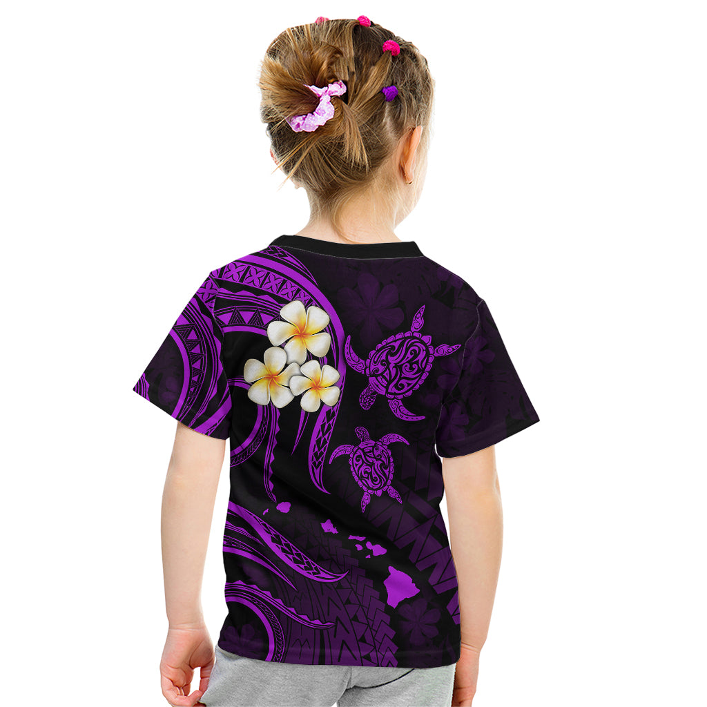Polynesian Hawaii Kid T Shirt Kahoolawe Islands with Pacific Plumeria Purple Vibe LT9 - Polynesian Pride