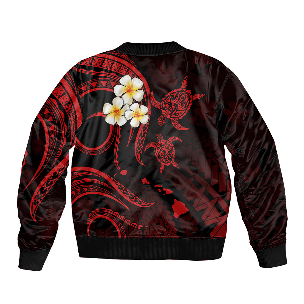 Polynesian Hawaii Sleeve Zip Bomber Jacket Kahoolawe Islands with Pacific Plumeria Red Vibe LT9 - Polynesian Pride