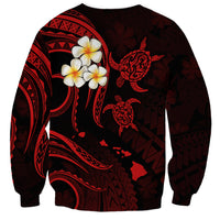 Polynesian Hawaii Sweatshirt Kahoolawe Islands with Pacific Plumeria Red Vibe LT9 - Polynesian Pride