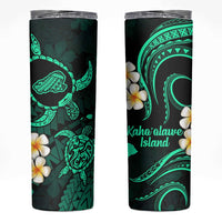 Hawaii Kahoolawe Islands Pacific Plumeria Skinny Tumbler Turquoise Polynesian Tattoo LT9 Turquoise - Polynesian Pride